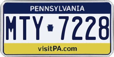 PA license plate MTY7228