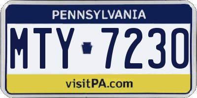 PA license plate MTY7230