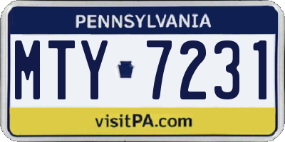 PA license plate MTY7231