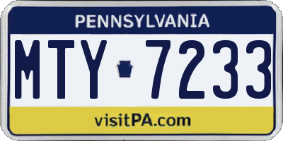 PA license plate MTY7233