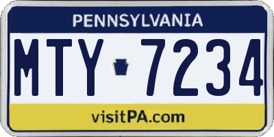 PA license plate MTY7234