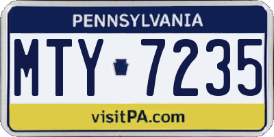 PA license plate MTY7235