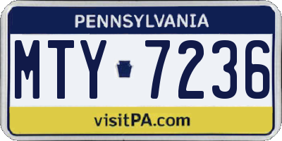 PA license plate MTY7236
