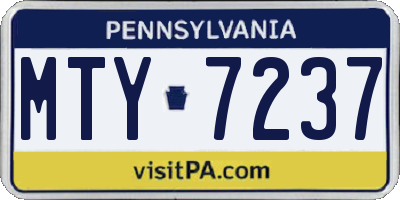 PA license plate MTY7237