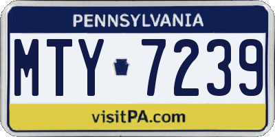 PA license plate MTY7239