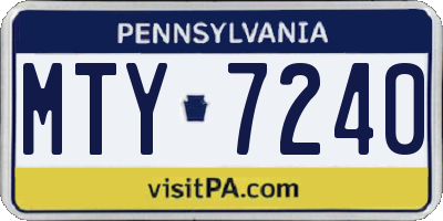 PA license plate MTY7240
