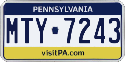 PA license plate MTY7243