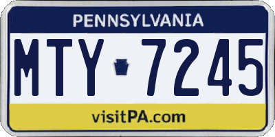 PA license plate MTY7245