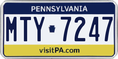 PA license plate MTY7247