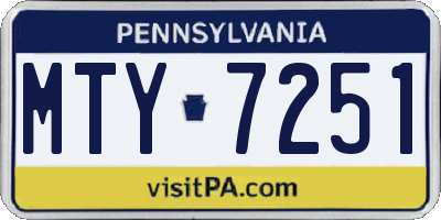 PA license plate MTY7251