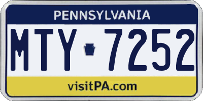 PA license plate MTY7252