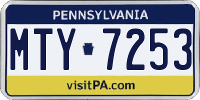 PA license plate MTY7253