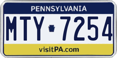 PA license plate MTY7254