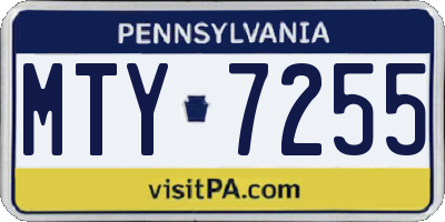 PA license plate MTY7255