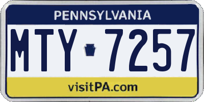 PA license plate MTY7257