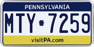 PA license plate MTY7259
