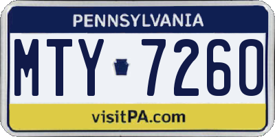 PA license plate MTY7260