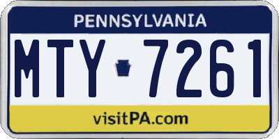 PA license plate MTY7261