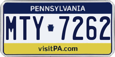 PA license plate MTY7262