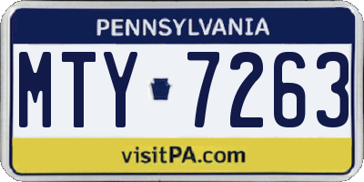 PA license plate MTY7263