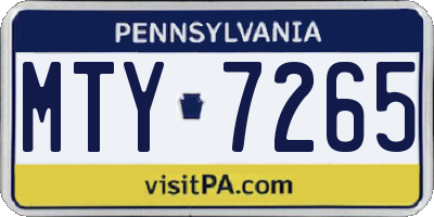 PA license plate MTY7265