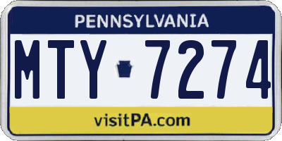 PA license plate MTY7274
