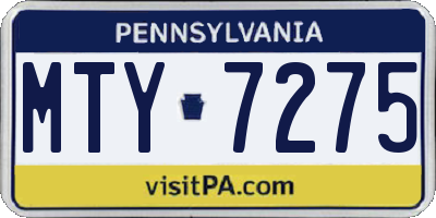PA license plate MTY7275