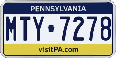 PA license plate MTY7278