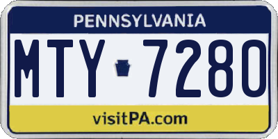 PA license plate MTY7280