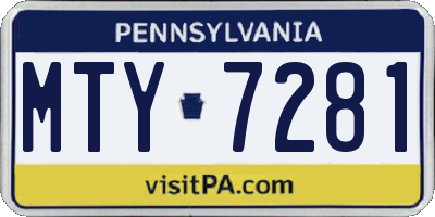 PA license plate MTY7281