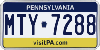 PA license plate MTY7288