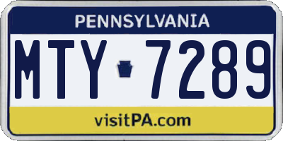 PA license plate MTY7289