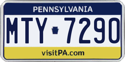 PA license plate MTY7290