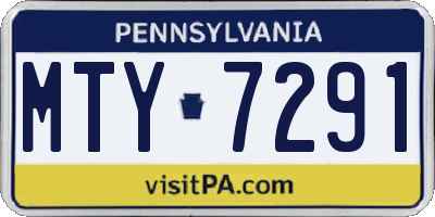 PA license plate MTY7291