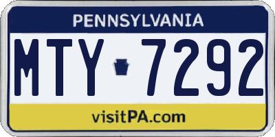 PA license plate MTY7292