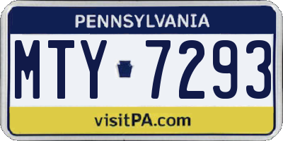 PA license plate MTY7293