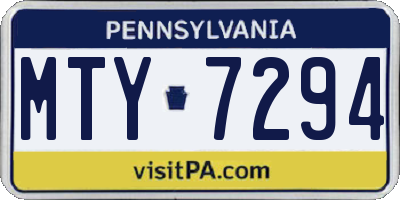 PA license plate MTY7294