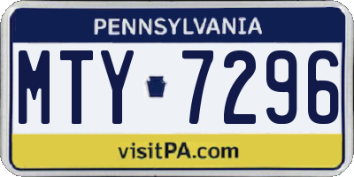 PA license plate MTY7296