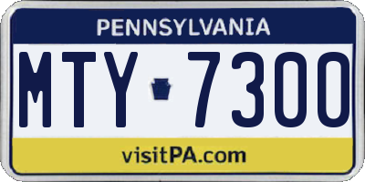 PA license plate MTY7300