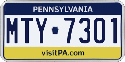 PA license plate MTY7301