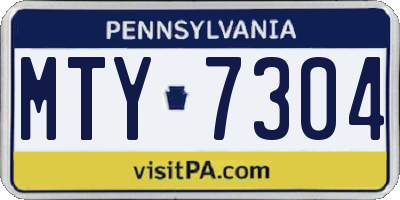 PA license plate MTY7304