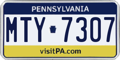 PA license plate MTY7307