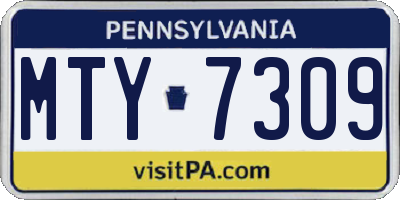 PA license plate MTY7309