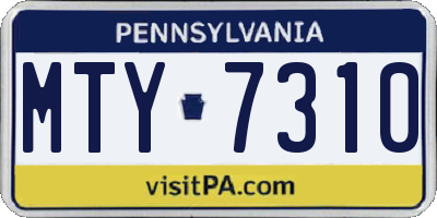 PA license plate MTY7310