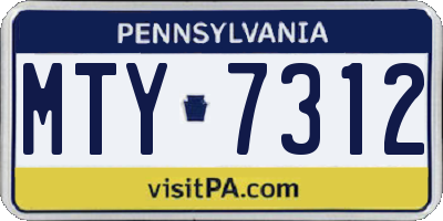 PA license plate MTY7312