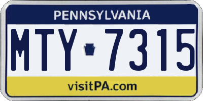 PA license plate MTY7315