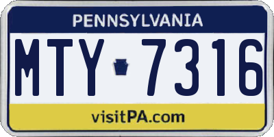 PA license plate MTY7316
