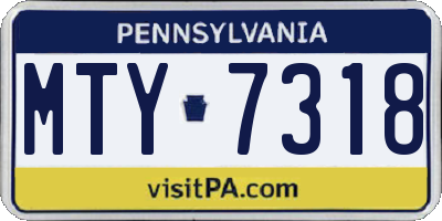 PA license plate MTY7318