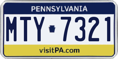 PA license plate MTY7321