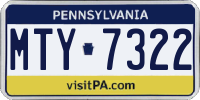 PA license plate MTY7322